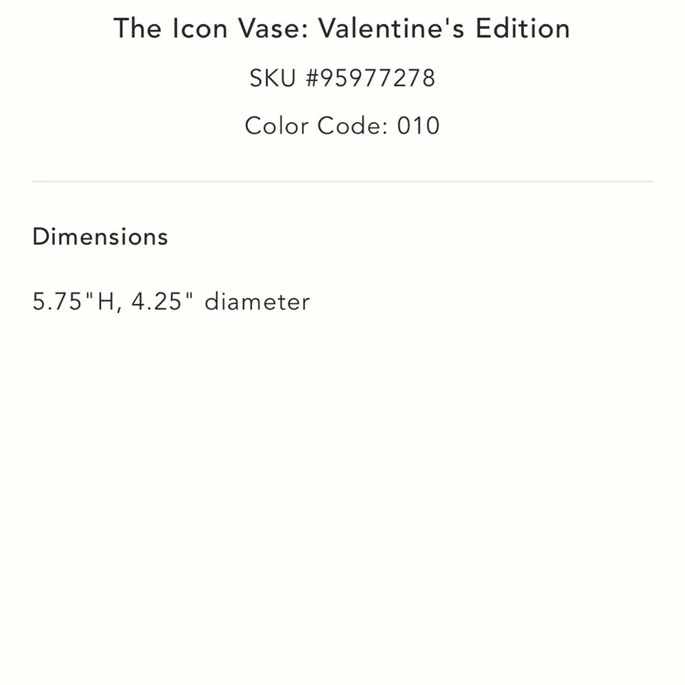 Anthropologie XO valentines edition icon vase